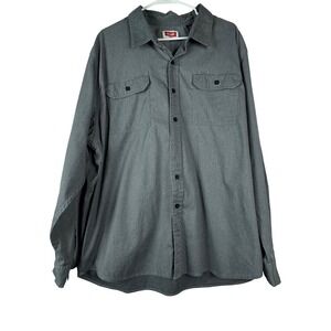 Wrangler Shirt Men 2XL Gray Button Up Two‎ Pocket Work Casual Western Utility